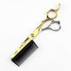 thumbnail image 2 of Tijeras de peluquería profesionales de 15 cm (6 pulgadas) JP440c, color dorado, con peine y mango ergonómico., 2 of 5