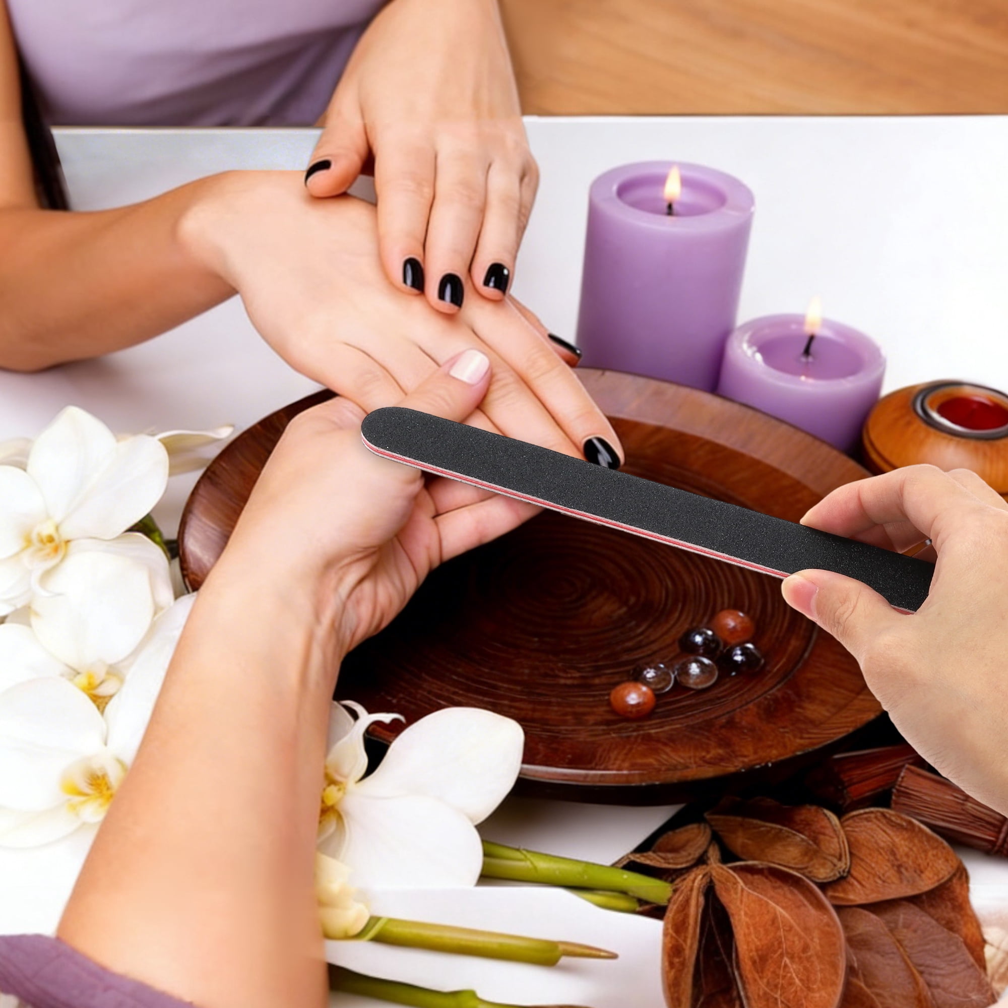 Unique Bargains Durable Manicure Tools Kit Essential For Nail Care Black White
