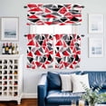 thumbnail image 2 of Color Block Triangle Kitchen Curtains Valances and Tiers Set of 3 Red Black Stitching Tier Curtains and Valance with Rod Pocket for Small Windows, 27.5"x24", 2 of 9