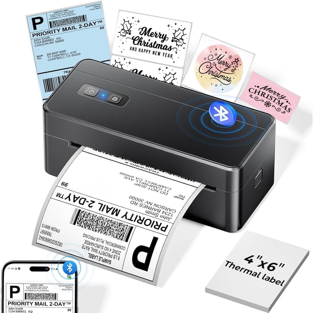 LabelCreate Bluetooth Thermal Shipping Label Printer, 4x6 Thermal Label Printer for Small Business, 2410BT Wireless Label Printers Compatible with iO