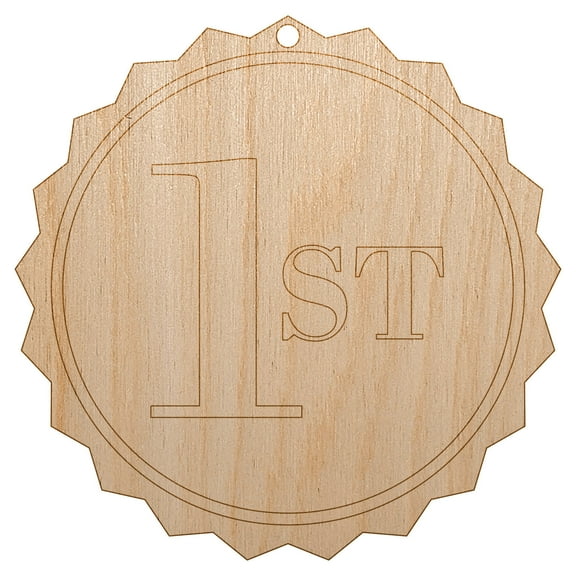 First 1st Place Circle Award Wood Holiday Christmas Tree Ornament Unfinished DIY Pre-Drilled Craft
