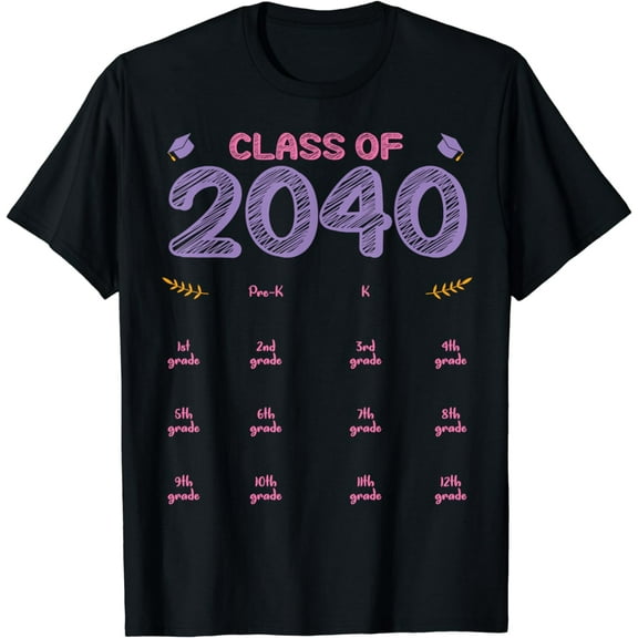 Grow With Me Graduation First Day of School Class of 2040 T-Shirt mens t shirt，black，women，funny，misfits，men，journey，t-shirt