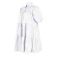 thumbnail image 3 of PuLe 【New】 Summer Short Sleeve Dress Women Summer Babydoll Dress Casual Puff Sleeve Pleated Ruffle Hem Button Down Shirt Mini Dresses, 3 of 8