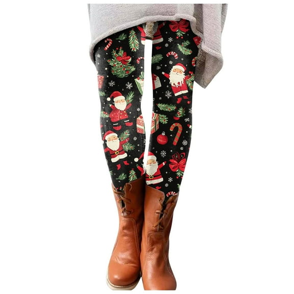 adviicd Women's High Waist Christmas Ankle Length Seasonal Printed Leggings (Green, 3XL)