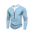thumbnail image 5 of Aimik Men's Layered Quarter Zip Sweatshirt Ribbed Knit Contrast Collar Trim Soft Warm Smart Casual Golf Top, 5 of 6