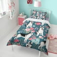 thumbnail image 4 of Husky Dog Flower Floral Duvet Cover and Pillowcase Set for Single Bedding, Bedroom Accessories for Kids Teens, 4 of 5