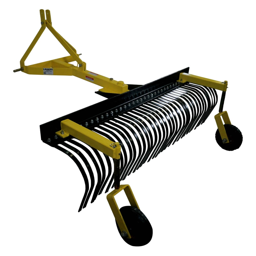 6' Landscape Rock Rake 3 Point Soil Gravel Lawn Tow Behind Tractor 6ft