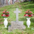 thumbnail image 5 of Artificial Cemetery Flowers, Memorial Lily Carnation Bouquet with Spike Vase, Flores Para Decoracion, UV Resistant Grave Decorations with Berries for Headstones, Outdoor Floral Arrangements, 5 of 6