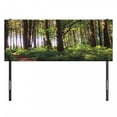 thumbnail image 3 of Forest Headboard, Pathway in a Shady Forest of Bushes and Thick Trunks Grass Unique Wild Life Scenery, Upholstered Decorative Metal Bed Headboard with Memory Foam, Full Size, Green Brown, by Ambesonne, 3 of 4