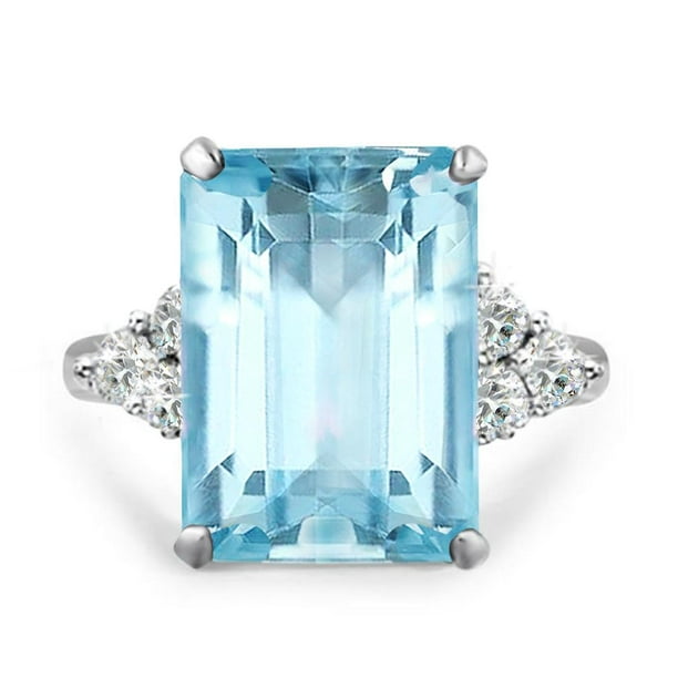 Samie Collection Meghan Markle & Princess Diana 20ctw Emerald Cut Aquamarine Color Cocktail
