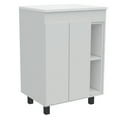 thumbnail image 4 of 24" Bathroom Vanity In White, Double Door Cabinet And Two Shelves - Modern Ornament With Resin Sink Plentiful Storage Space External Shelves, Freestanding Profuse Options Features, 4 of 5