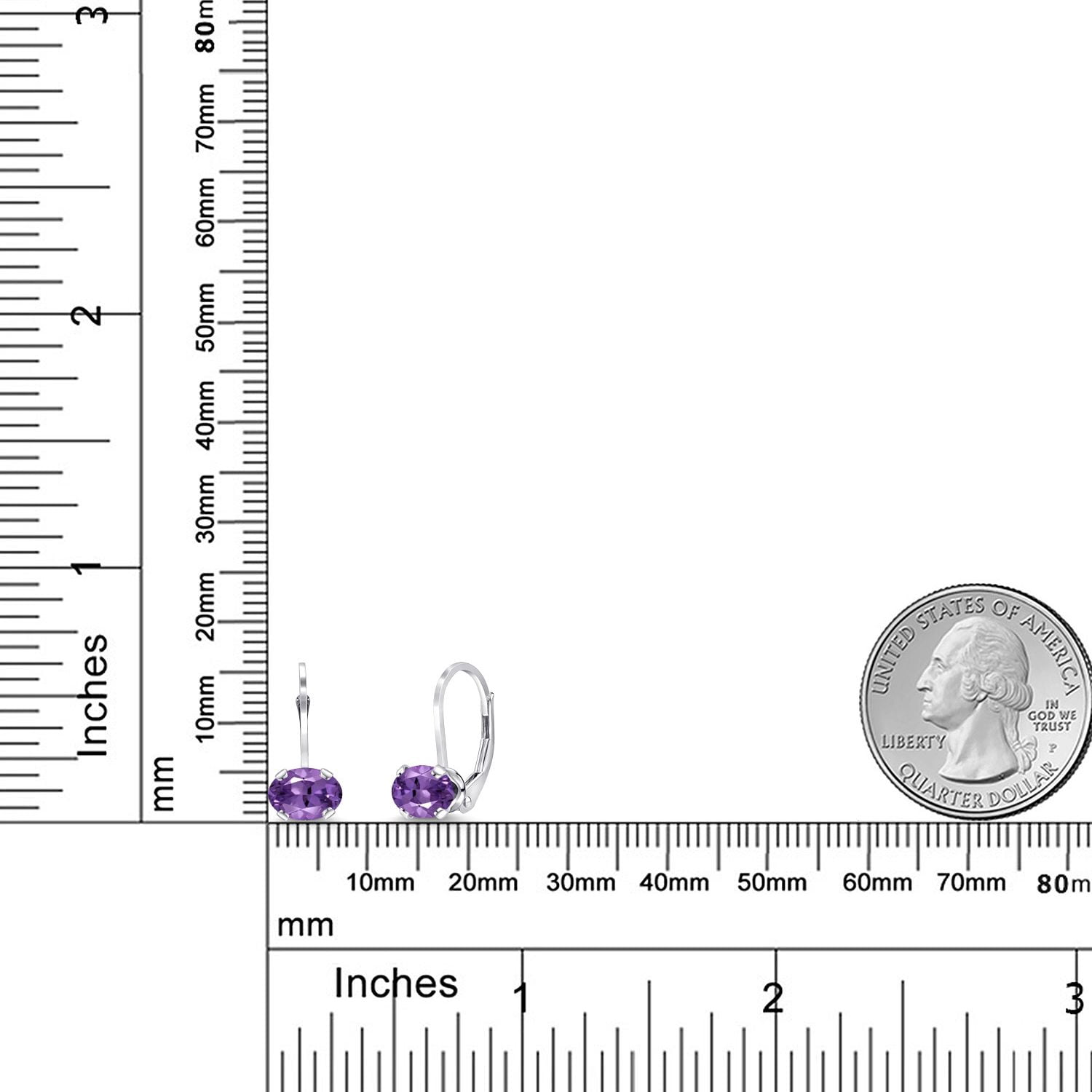 Gem Stone King 925 Sterling Silver Purple Amethyst Leverback Earrings for Women (1.50 Cttw, Gemstone Birthstone, Oval 7X5MM)