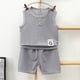 thumbnail image 4 of Niños sin Mangas Camisetas Estilo Hombres Y Niños de Verano de Manga Corta Conjuntos con Pantalones Cortos de Cintura Elástica, Tela de Punto Suave Transpirable para Niños Y Niñas, Camisetas de Niños, 4 of 9