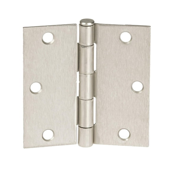 Ilyapa Pack of 18 Satin Nickel Door Hinges, 3.5 x 3.5 Inch Interior Square Door Hinges, 3 1/2 Inches, Brushed Nickel with Square Corners for Superior Opening