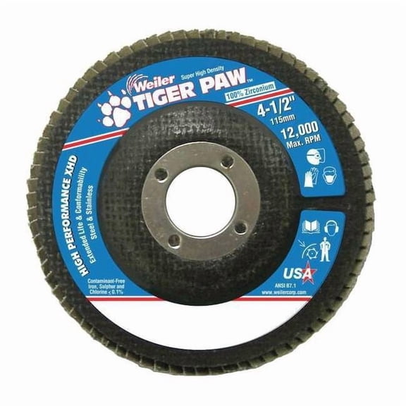 Weiler Abrasive Flap Disc, Med., 4-1/2 in. 98857