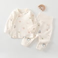 thumbnail image 2 of Ulanda Baby Wrap Top High Waist Pants Set Snap Crotch Long Sleeve Cute Print (Blue, 9-12 Months), 2 of 7