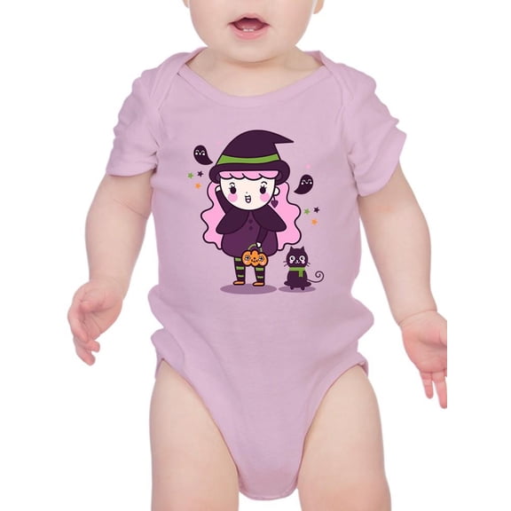 Cute Witch Girl W Kitten Bodysuit Infant -Image by Shutterstock,  24 Months