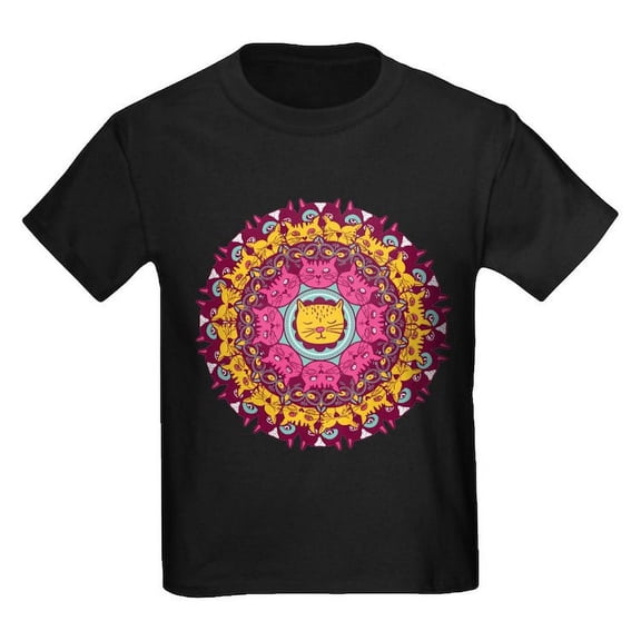 CafePress - Mandala Cats T Shirt - Dark T-Shirt Kids XS-XL