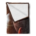 thumbnail image 2 of Galaxy Soft Flannel Fleece Throw Blanket, Space Theme View of the Planets from Earth Science Room Art with Sun and Moon, Cozy Plush for Indoor and Outdoor Use, 50" x 60", Magenta Orange, by Ambesonne, 2 of 5