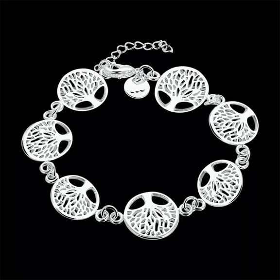 QQTDFG 925Sterling Silver The Tree of Life Women Fashion Chains Bracelet 8" HY607-default