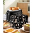 thumbnail image 4 of Coffee Black Toaster Cover 4 Slice, Large Kitchen Appliance Covers, Brown Beans Cup Dessert Drink Monochrome Toaster Oven Cover with Loop, Bread Machine Cover Polyester Dust Cover Protection, 4 of 4