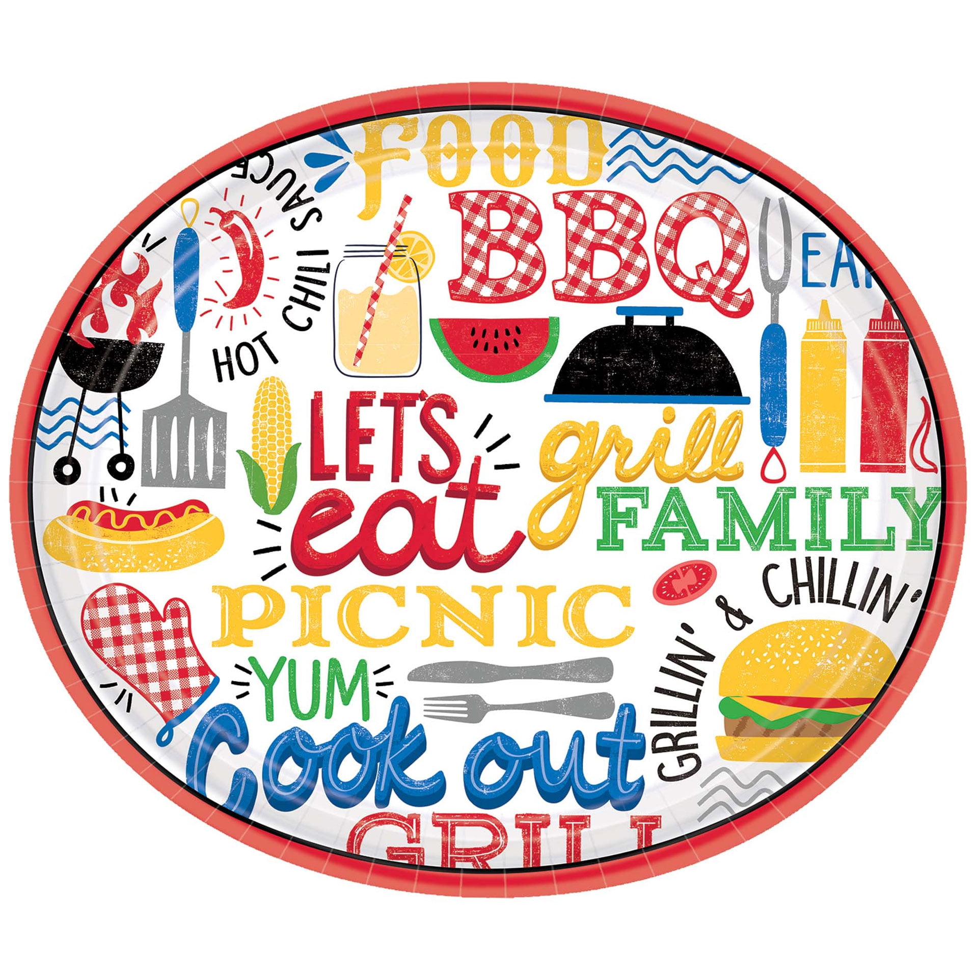 BBQ Picnic Oval Dinner Plates