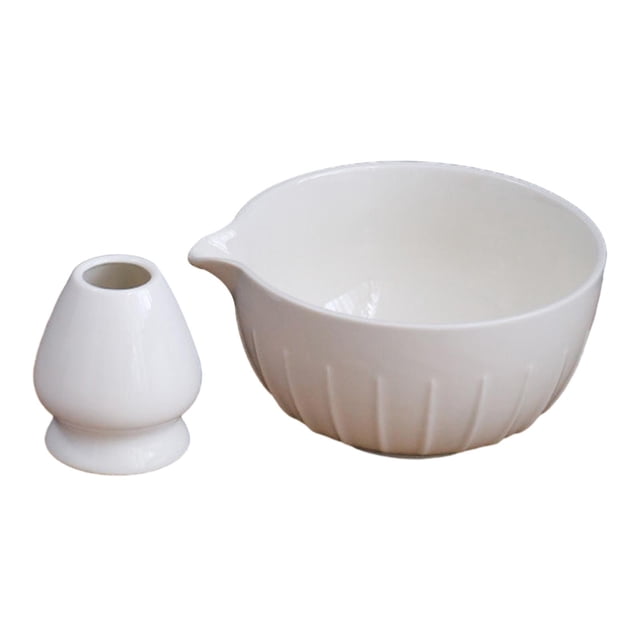 Cuenco japonés para matcha, juego de té matcha con soporte para batidor, regalo, portátil, ceremonial Blanco