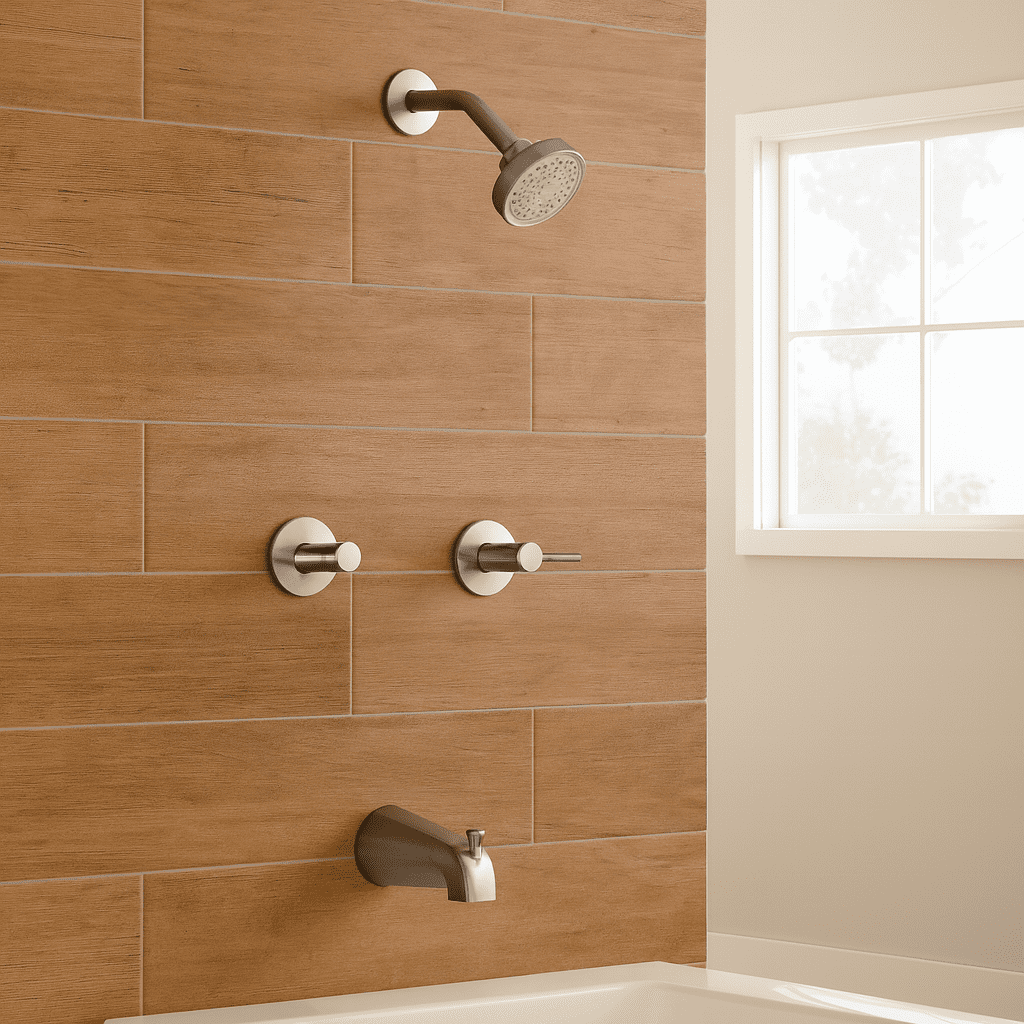 Design House Eastport II Satin Nickel Wall Mount Zinc 2 Handle Tub and Shower Faucet