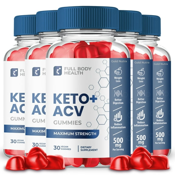 Full Body Health Keto ACV Gummies, Full Body Health Keto Plus ACV, Advanced Dietary Supplement (5 Bottles)
