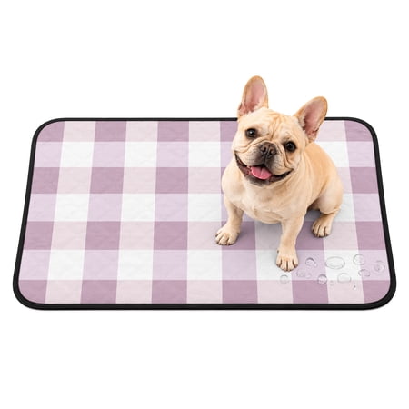 Pet Pee Pad Mat Ombre Pink Plaid Waterproof Reusable Dog Potty Training Pad Modern Art Non Slip Pet Urine Mat for Indoor Potty Training Floor Protection 36x24 Inch