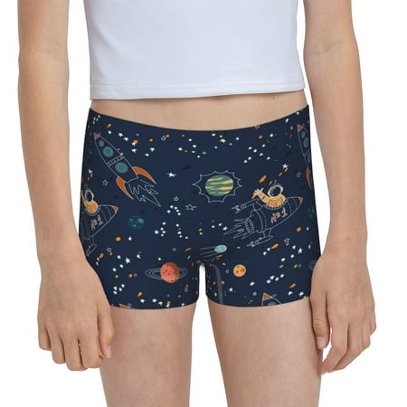 Pofeuu Cartoon Space Planets Print Soft Cotton Girls Boyshort panties Toddler Underwear-Large