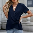 thumbnail image 5 of Diufon 2025 Womens Summer Tops Dressy Business Short Sleeve V-Neck Work Blouses Fashion Side Ruched Shirts, 5 of 8