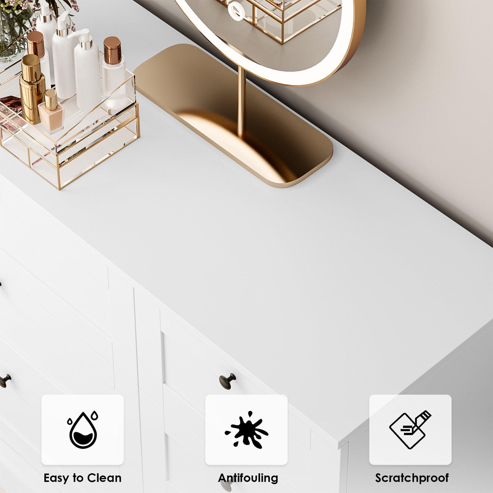 Homfa 6 Drawer White Dresser for Bedroom, Wood Chest of Drawers, Storage Cabinet for Living Room