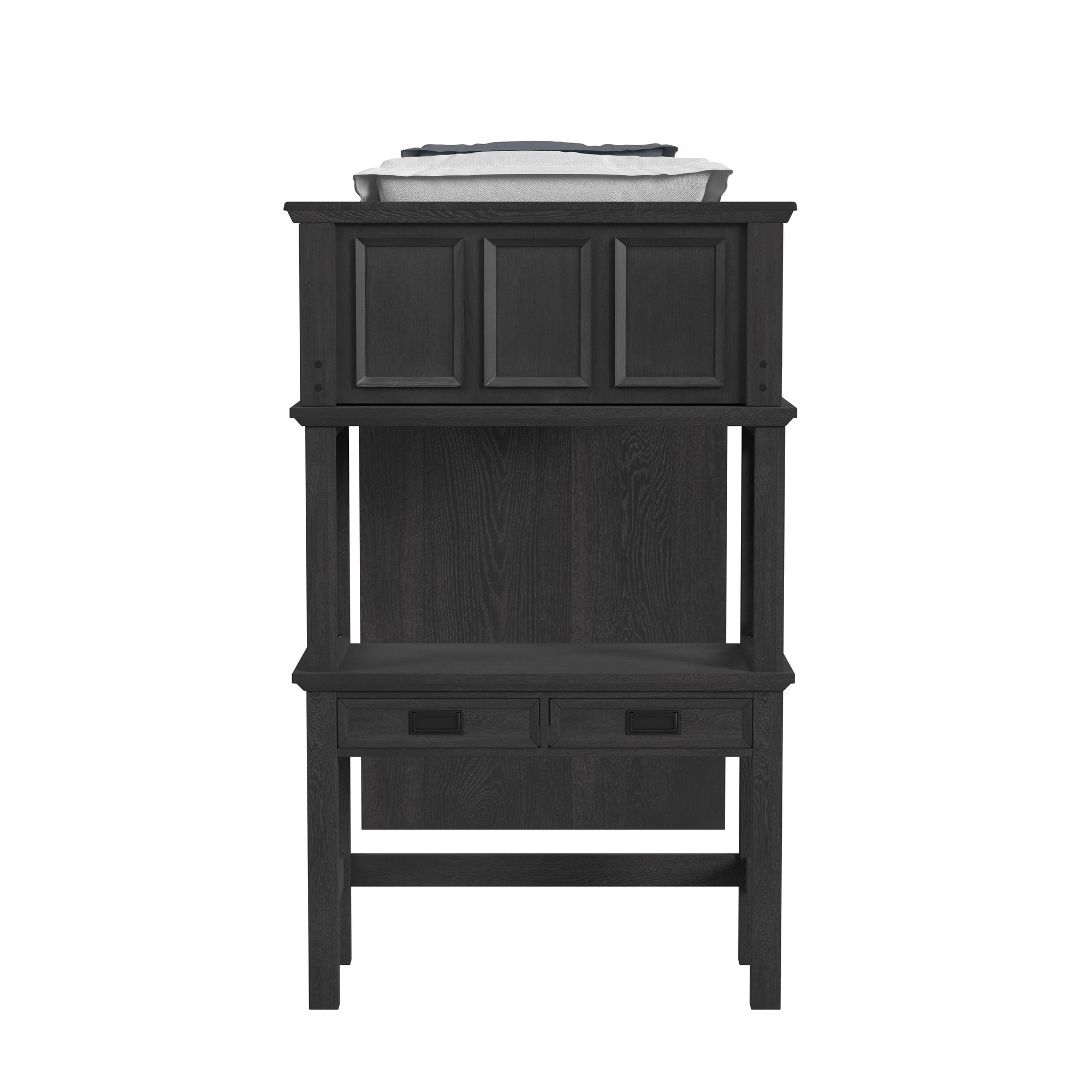 Brooklyn Kids Twin Loft with Staircase and Desk with Speaker in Charcoal