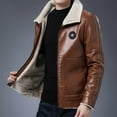 thumbnail image 5 of Men’s Faux Fur Leather Jacket Autumn Winter Fleece Lined Coat Vintage Bomber Jacket Zip-Up Motorcycle Bomber Jacket Casual Tops Coats For Men Up to 65% off Clear!Clearance!!!, 5 of 9