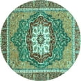 thumbnail image 1 of Ahgly Company Machine Washable Indoor Round Persian Turquoise Blue Traditional Area Rugs, 8' Round, 1 of 4