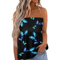 thumbnail image 3 of Strapless Bandeau Top Summer Dressy Tanks Tops Women's Clothes Women Smocked Tube Tops Strapless Bandeau Pleated Printed Sleeveless Slim Fit Dressy Tank Blue Butterfly XL ANGGREK Otros, 3 of 6