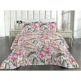 thumbnail image 2 of Ambesonne Tropical Quilted Bedspread Set 3 Pcs, Flora Art Exotic Foliage, Twin, Dark Coral Fawn and Sepia, 2 of 4
