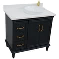 thumbnail image 5 of 37 in. Single Wooden Vanity  Dark Gray White Quartz Round Right Door.Right Sink, 5 of 15