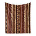 thumbnail image 1 of Tribal Soft Flannel Fleece Throw Blanket, Pattern of Vertical Stripes with Vintage Abstract Details and Cultural Ornaments, Cozy Plush for Indoor and Outdoor Use, 50" x 60", Multicolor, by Ambesonne, 1 of 6