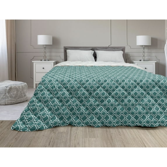 Teal Down Alternative Comforter, Vertical Chevron Triangles Abstract Arrow Motifs Zigzag Herringbone Pattern Vintage, Microfiber Quilt for All Season, 5 Sizes, Multicolor, by Ambesonne