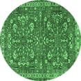 thumbnail image 1 of Ahgly Company Indoor Round Persian Emerald Green Traditional Area Rugs, 5' Round, 1 of 4