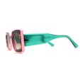 thumbnail image 3 of Womens Mod Rectangle Inset Fancy Pattern Frame Sunglasses Pink Green Brown, 3 of 4