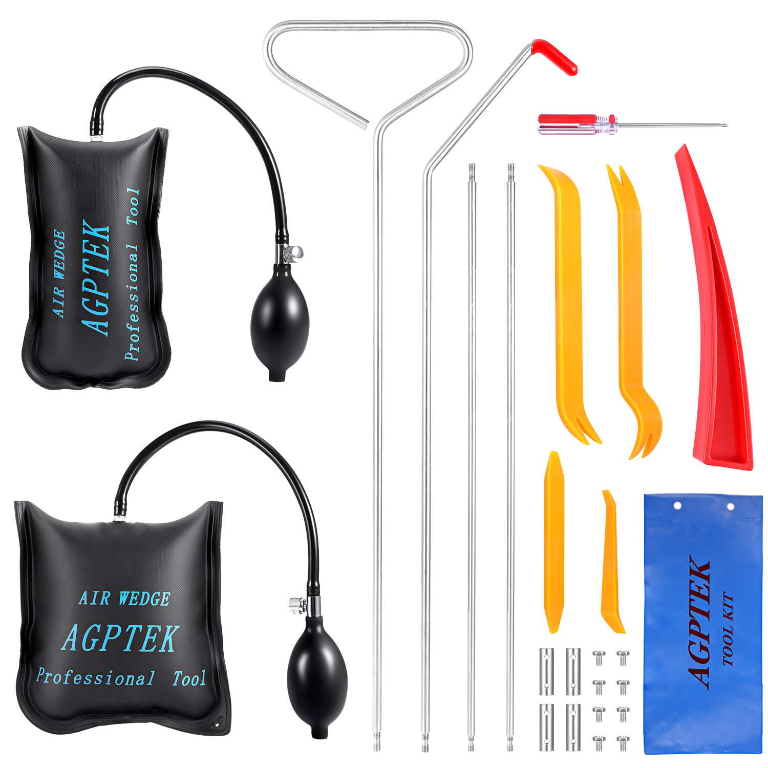 Long Reach Grabber Non-Marring Wedges Air Pump Bag with Carrying Case Essential Car Tool kit