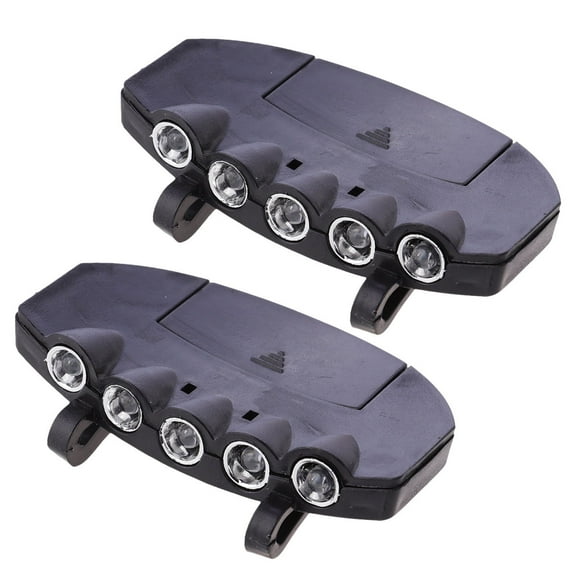WHAMVOX Black Clip On LED Headlamp for Outdoor Use with 2 Lighting Modes Portable Plastic 2CR2032 Batteries