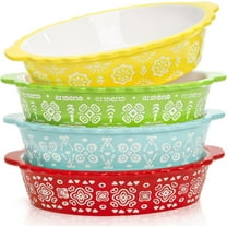 4 Pack Au Gratin Baking Dishes, 28 OZ Ceramic Baking Dishes with Handles, 8.3 Inch Oval Deep Pie Lasagna Pan, Kitchen Casserole Roasting Bakeware for Cake Dinner, Oven Safe & Microwave Safe