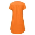 thumbnail image 3 of CHOK Robes en Coton et Lin pour Femmes Manches Courtes Décontractées Été Col en V Coupe Ample Robe Midi Douce, 3 of 4