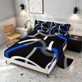 thumbnail image 2 of Manfei Black Blue Circle Queen Sheets,Aesthetic Minimalist Queen Sheet Sets, Black Reversible 4 Pieces1 Flat Sheet + 1 Fitted Sheet + 2 Pillowcases, 2 of 6