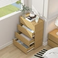 thumbnail image 3 of Dresser for Bedroom, 23.6''W 4 Drawer Dresser, Wood Nightstand for Bedroom, Modern Closet Drawers Stackable Storage Cabinet for Entryway, Small Dresser Drawer Chest for Hallway, Office, Oak, 3 of 5