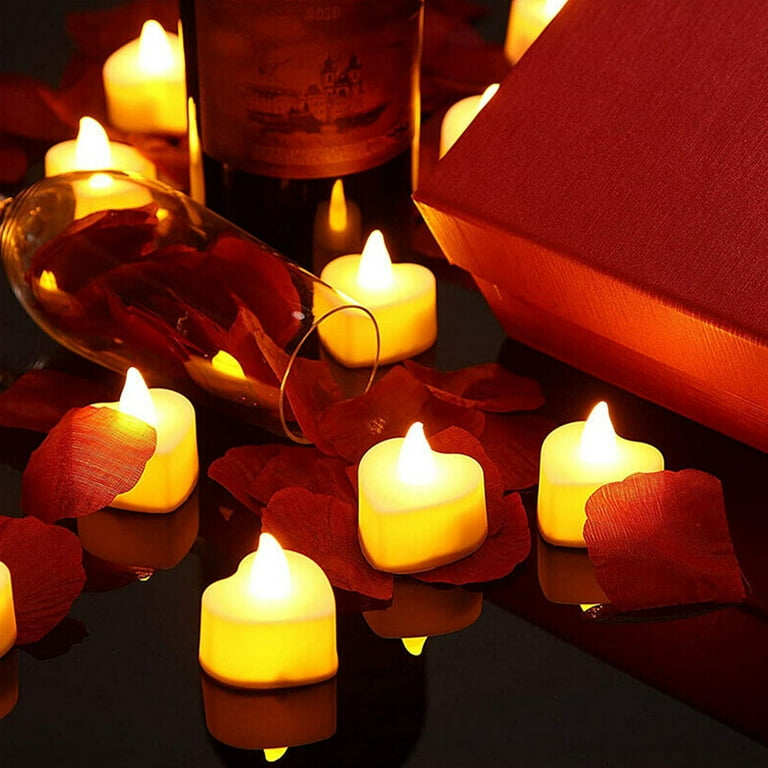 Cridoz 2000 Pieces Artificial Rose Petals with 24 Pieces LED Tea Lights Candles, Cridoz Romantic Decorations Special Night Set for ROM